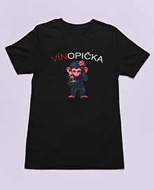 Topy, tričká, tielka - Dámske tričko s potlačou - Víno-Opička (Vínopička) - 16366697_