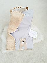 Detský textil - Teplá deka šedá s mackom Premium Bear a béžový baranček 65x90cm - 16368857_