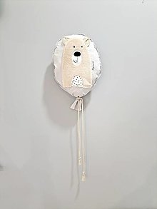 Detské doplnky - Balón na stenu šedá bavlna macko Béžový Premium - 16368834_