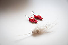 Náušnice - Červená Verona - soutache earring - ručne šité šujtášové náušnice - 16369365_