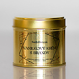 Sviečky - AKCIA - Sviečka zo sójového a včelieho vosku v plechovke GOLD - Vanilkový krém s brandy - 16370170_