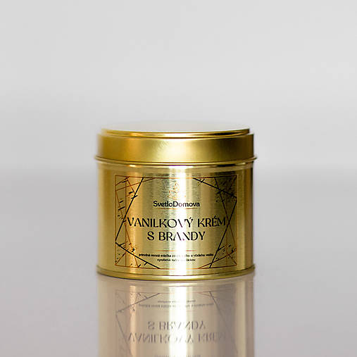 AKCIA - Sviečka zo sójového a včelieho vosku v plechovke GOLD - Vanilkový krém s brandy