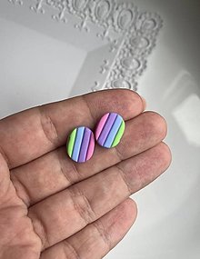 Náušnice - *colourful mini strip ovals* - 16368424_