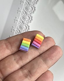 Náušnice - *colourful strip rectangles* - 16368457_