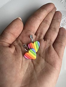 Náušnice - *colourful strip hearts* - 16368506_