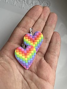 Náušnice - *big minicube colourful hearts* - 16368601_