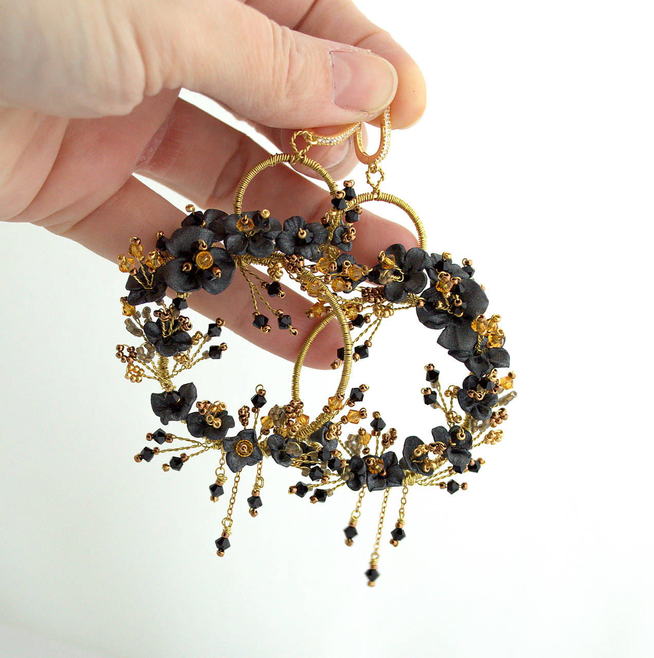 Luxusné kvietkované náušnice (Ag925 24K)