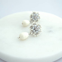 Náušnice - Vintage perlové náušnice (Ag925) (Slonová kosť (posledný pár)) - 16367695_
