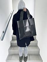 Veľké tašky - ŠACHOVNICA čierna kožená taška - 16369178_