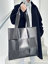 Veľké tašky - ŠACHOVNICA čierna kožená taška - 16369179_