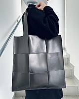 Veľké tašky - ŠACHOVNICA čierna kožená taška - 16369184_