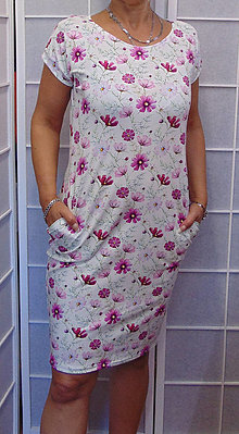 Šaty - Šaty s kapsami - fialové kytičky, velikost M - VELKÝ VÝPRODEJ - 16369817_