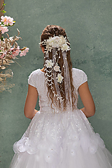 Ozdoby do vlasov - Kvetinová sponka so závojom "ranné svitanie" - 16370164_