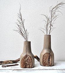 Dekorácie - Drevené vázy-sada 2 kusy - 16367904_