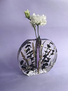 Dekorácie - Priehľadná váza “Eukalyptus” - 16368742_