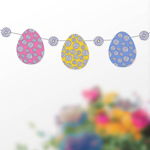 Veľkonočná girlanda vajíčka Floral - sedmikrásky