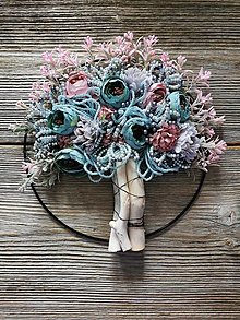 Dekorácie - Strom života drôtený s umelými kvetmi - 16373209_