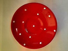Nádoby - Červený bodkovaný tanierik - 16371246_