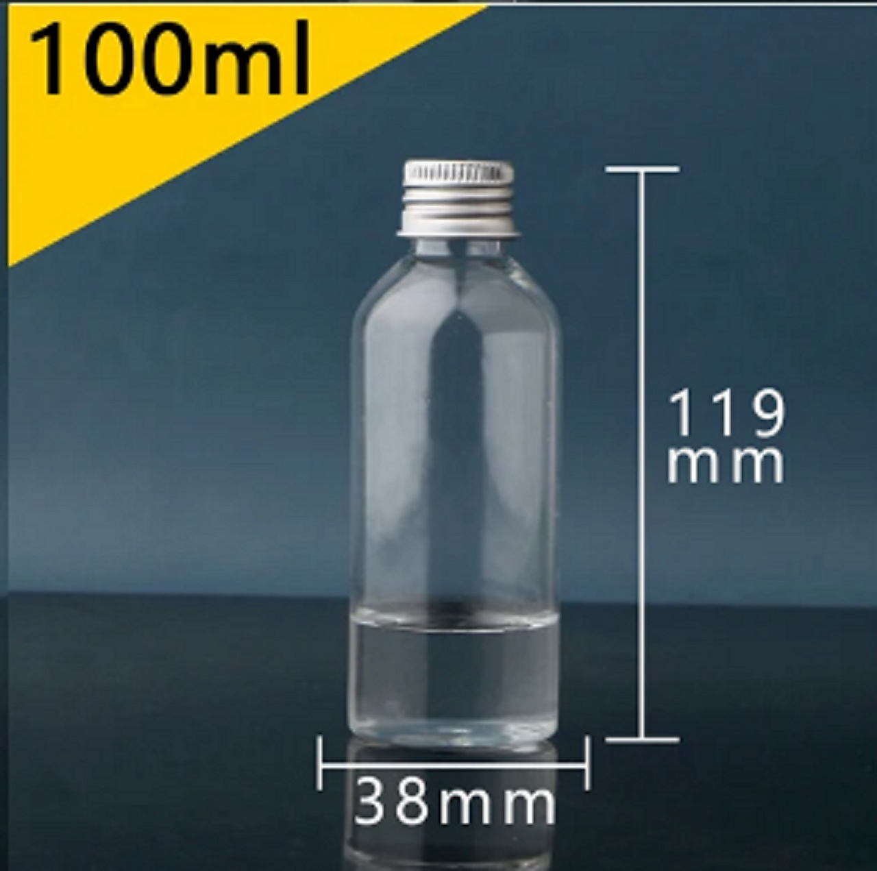 Číra fľaša 100 ml so strieborným uzáverom