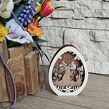Dekorácie - Veľkonočné vajíčko - zajko s motýlikom (hnedý) - 16371885_