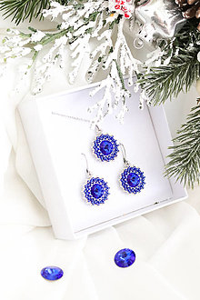 Sady šperkov - Ručne šitý set šperkov Mini (Modrá) - 16371124_