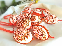 Dekorácie - Bielo-oranžové madeirové kraslice na zavesenie - 16371160_