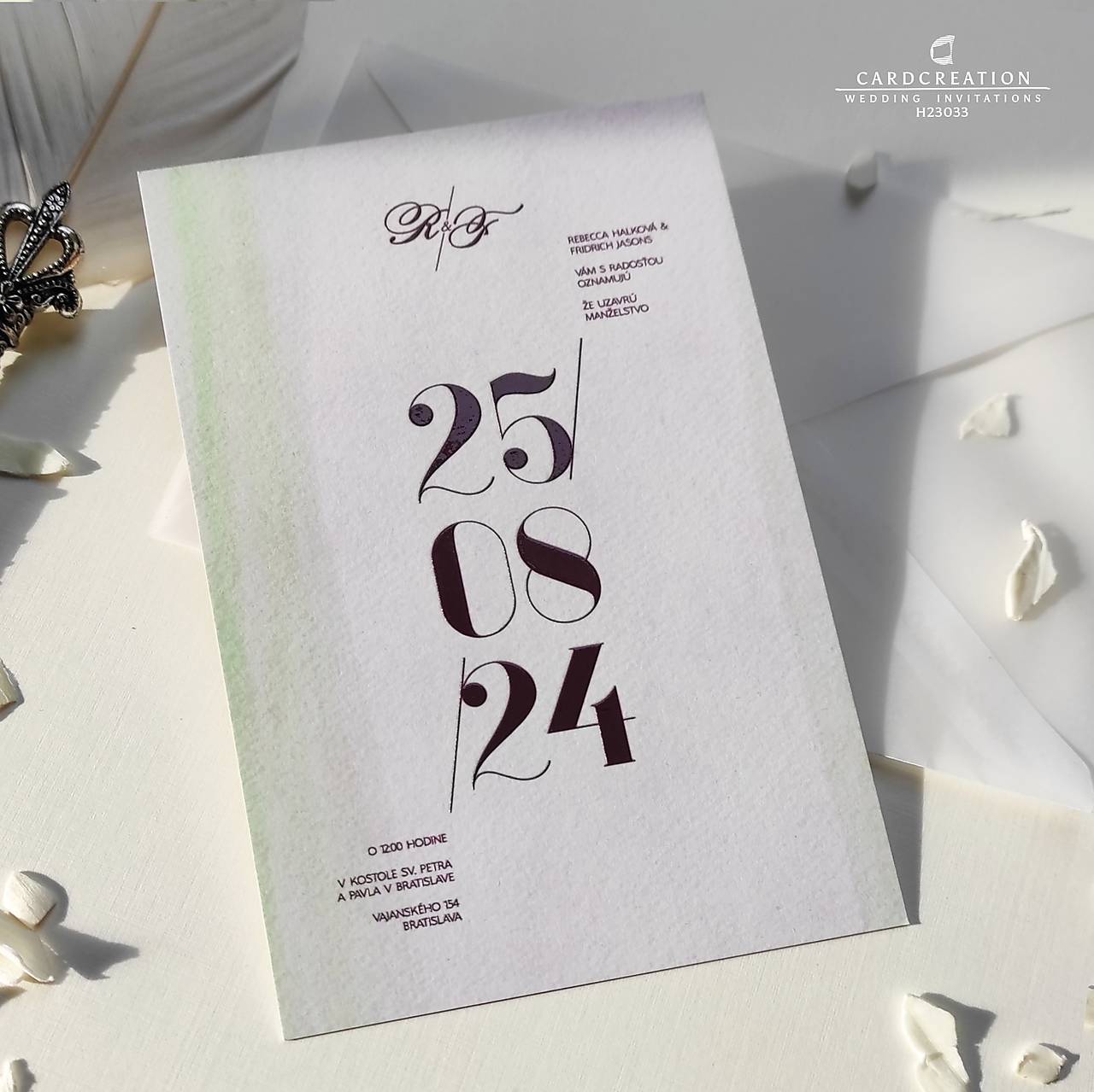Minimalistické svadobné oznámenie - H23033