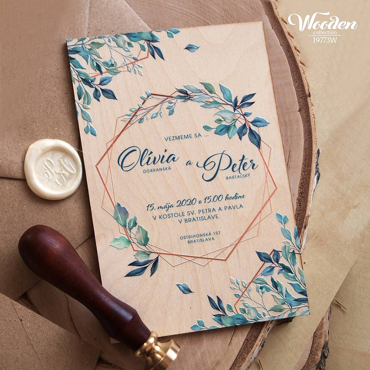 Drevené svadobné oznámenie 19773W (71-100 ks)