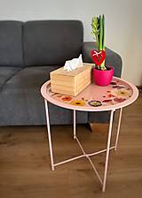 Nábytok - Príručný ružový stolík “Pastelová krása” - 16371067_
