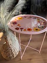 Nábytok - Príručný ružový stolík “Pastelová krása” - 16371071_