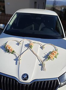 Dekorácie - Srdcia na svadobné auto (Marhuľová) - 16374259_