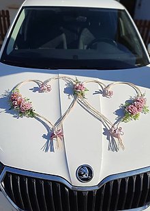 Dekorácie - Srdcia na svadobné auto (Staro ružová) - 16374265_