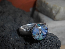 Prstene - blue opal- in silver-prsteň- - 16377049_