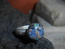 Prstene - blue opal- in silver-prsteň- - 16377050_