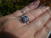 Prstene - blue opal- in silver-prsteň- - 16377054_