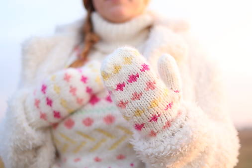 PRIADKA pletené rukavice s nórskym vzorom