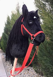 Hračky - Hobby horse s uzdečkou a oťažami - Windstorm, Ostwind (Hobby horse Windstorm červená ohlávka+ oťaže) - 16373570_