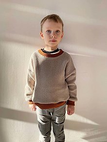 Detské oblečenie - Detský oversize pulóver (Béžová) - 16373767_