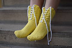 Ponožky, pančuchy, obuv - Šnurovačky - žlté (v.37-38) - 16375676_
