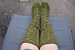 Ponožky, pančuchy, obuv - Podkolienky osmičkové - zelené (v.38-40) - 16376030_