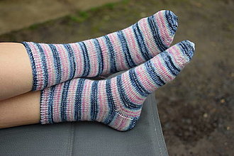 Ponožky, pančuchy, obuv - S pravej ponožkovej - ružovo modrá (v.38-39) - 16375849_