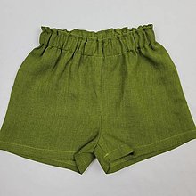 Detské oblečenie - Ľanové detské šortky zelené - 16373837_