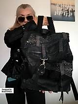 Batohy - Čierny kožený batoh-Unisex luxusný ruksak - 16376791_