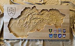 Dekorácie - 3D mapa slovenska v drevorezbe - 16378114_