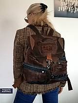Batohy - Hnedý kožený batoh-Unisex luxusný ruksak - 16379477_