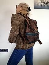 Batohy - Hnedý kožený batoh-Unisex luxusný ruksak - 16379478_