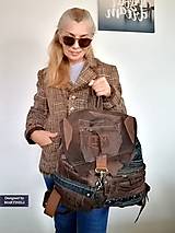 Batohy - Hnedý kožený batoh-Unisex luxusný ruksak - 16379483_