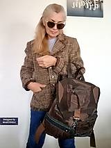 Batohy - Hnedý kožený batoh-Unisex luxusný ruksak - 16379486_