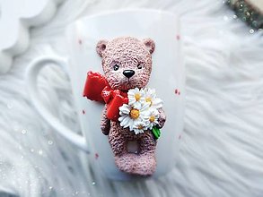 Nádoby - 3D hrnček s medvedíkom - kvety - 16379760_