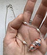 Náhrdelníky - Strieborný náhrdelník - Benátky I. - oranžová - 16379357_